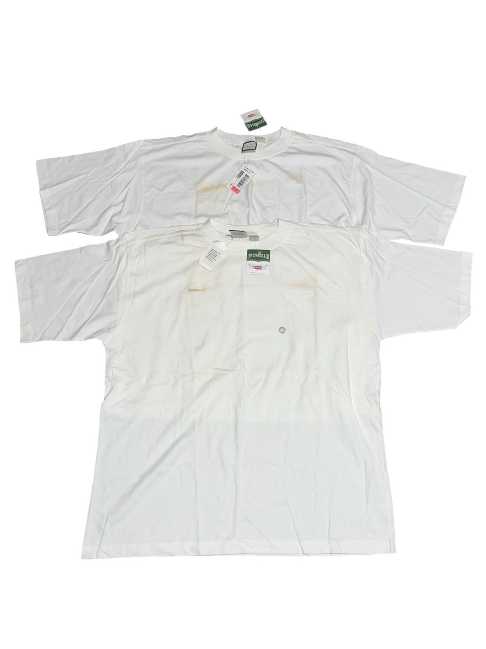 Lot of (2) Levi Strauss White Embroidered Shirt Size Large NWT READ
